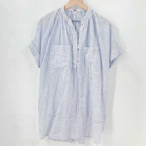 Free People Blue and White Striped Oversized Tunic Small - Picture 1 of 6